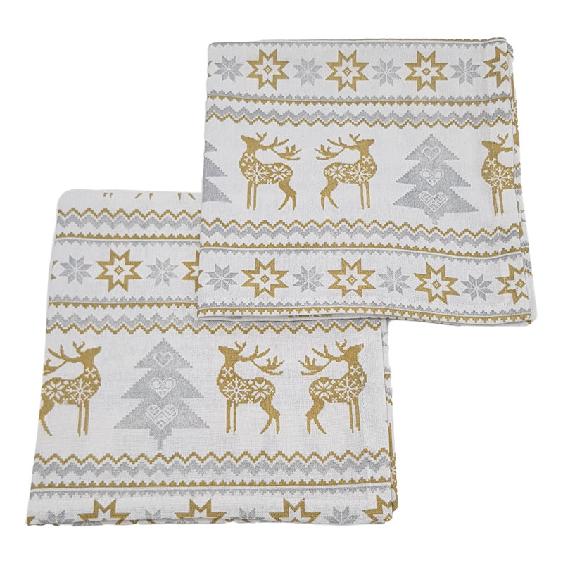 Hiram Cotton Geometric Square Napkin, Yellow/Silver