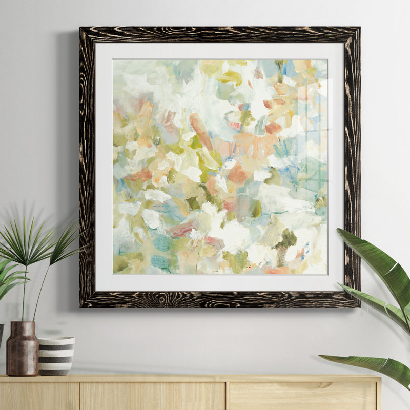 FLORAL BLUSH I Floral Blush I - reproduction de cadre photo, H 17 po x l 17 po x P 1,5 po, Cadre noir