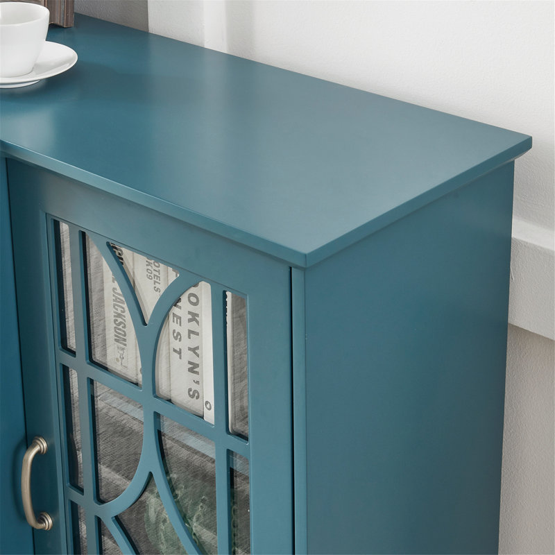 4 - Door Accent Cabinet,Wooden Sideboard Buffet,TV Stand with Glass Door