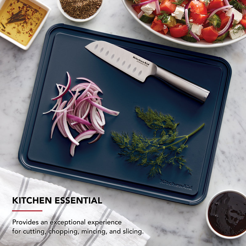 Kitchenaid Classic Non-Slip Poly Cutting Board, 11X14 Inch, Ink Blue
