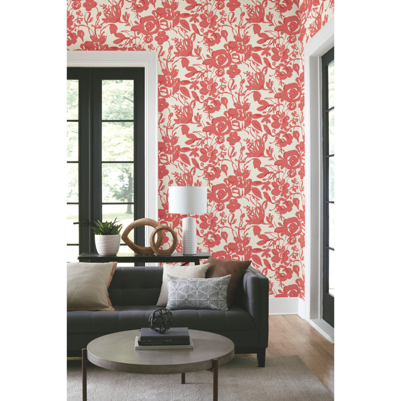 Floral Wallpaper, Coral