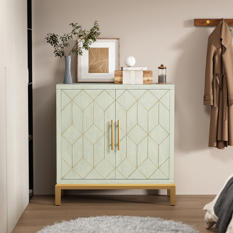 32" Accent Cabinet with Gold Trim, Blue