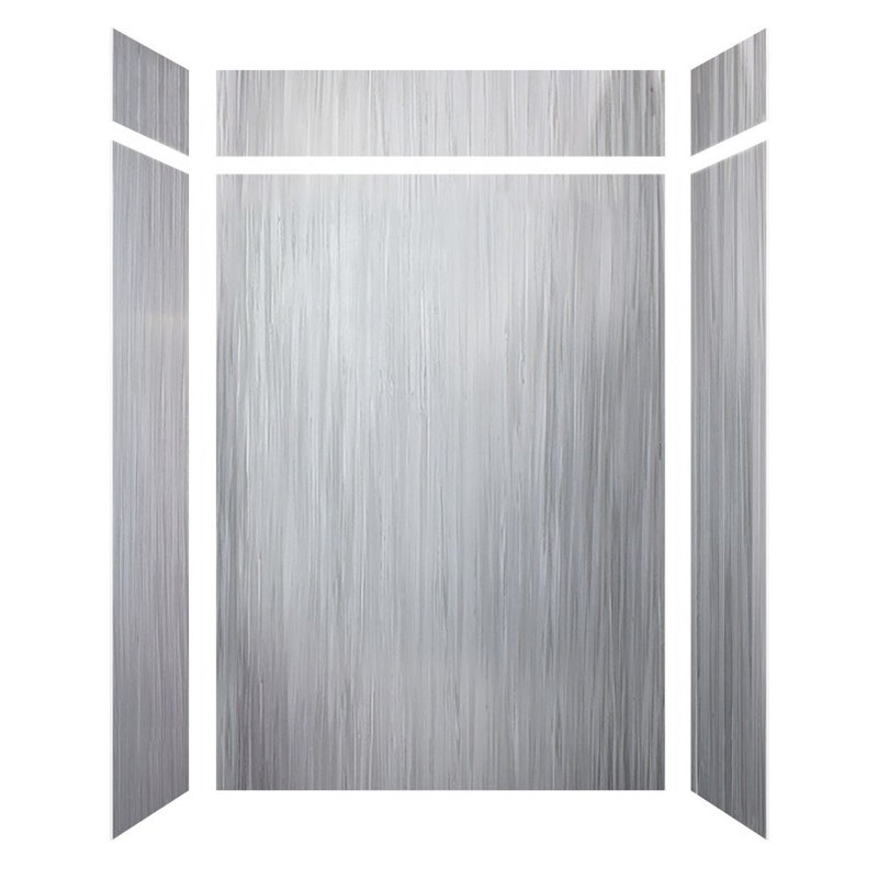 Transolid Lusso 60-in x 36-in x 84/12-in Glue To Wall 6-Piece Transition Shower Wall Kit, Glacier Grey, 96" H x 60" W x 36" D