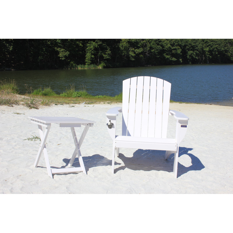 Pankow Cedar Outdoor Adirondack Chair With Table, White