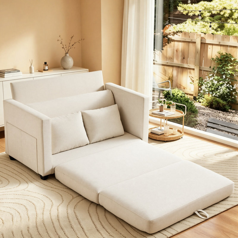 Fauteuil-lit 52 po en chenille, Beige