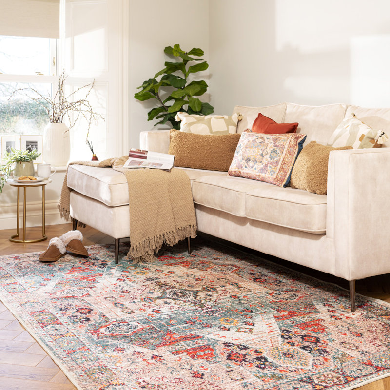 Vintage Look Cotton Flatweave Area Rug, 200cm x 290cm
