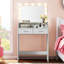 Meuble-lavabo blanc avec lumières, miroir et rangement à 2 niveaux, grand tiroir - meuble de rangement pour chambre à coucher, tiroir contemporain