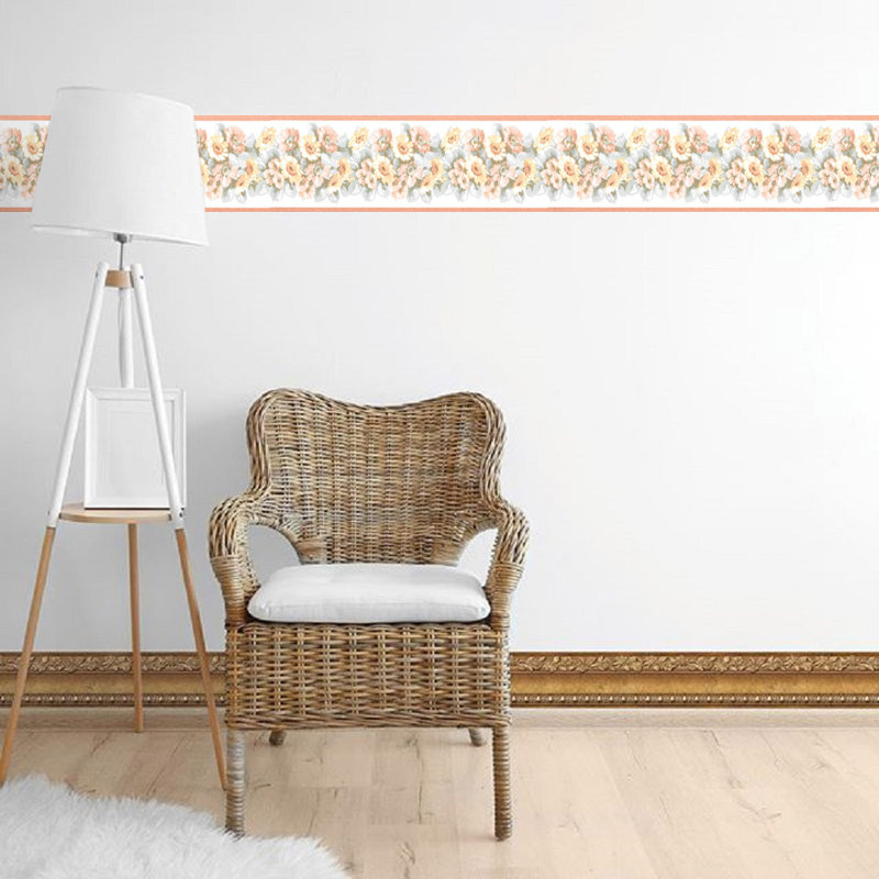 Bordure de papier peint fleurs de vigne Dolcie L 15 pi x l 3,5 po, Rose