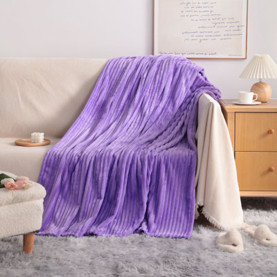 Soft and lightweight flannel striped bed blanket