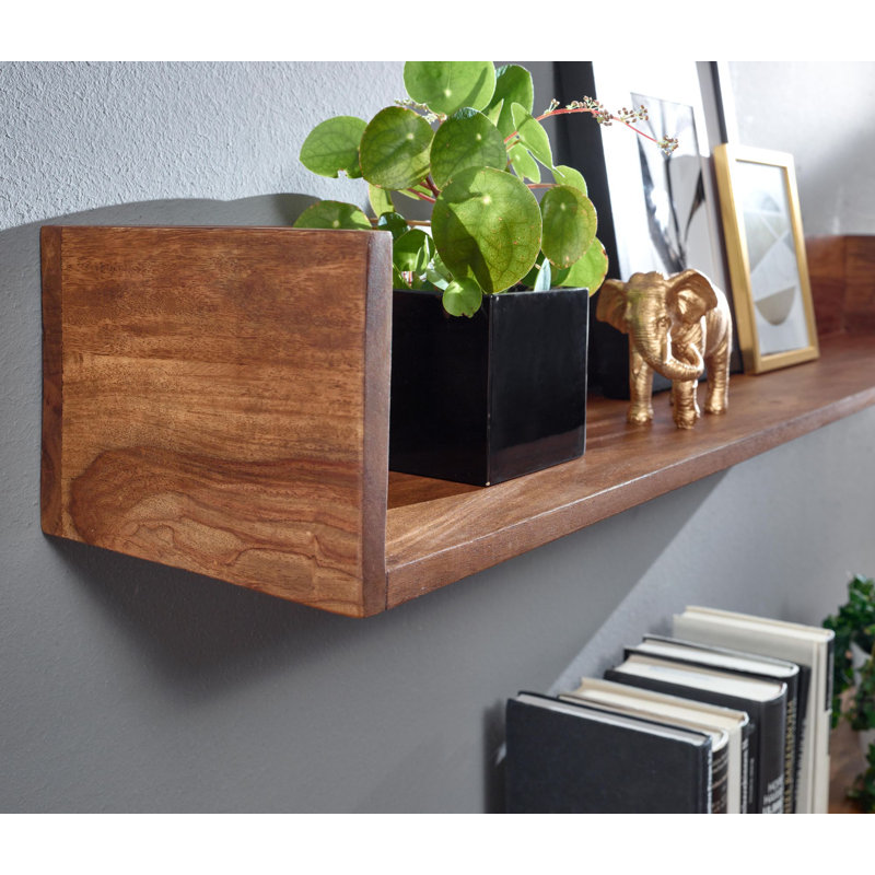 Schuller Rectangular Sheesham Solid Wood Floating Shelf