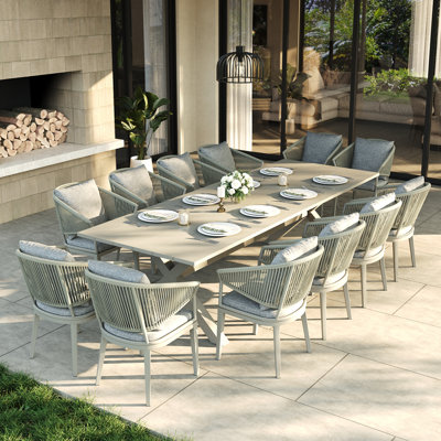 12 - Person Rectangular Outdoor Dining Set With Cushions