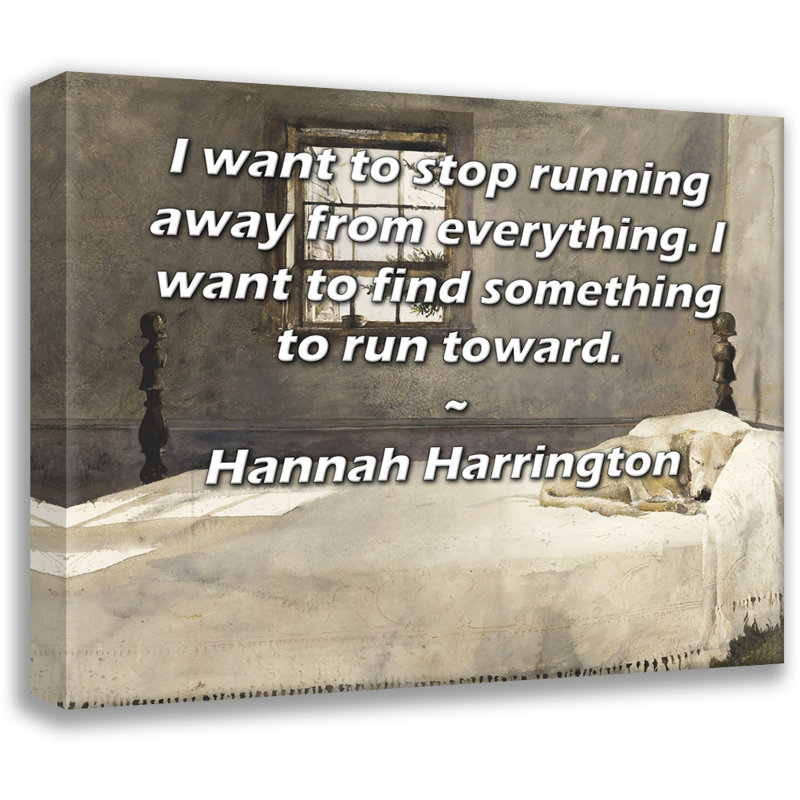 ArtsyQuotes Gallery Wrapped Canvas By Hannah Harrington: "I want to stop running away from everything. I want to find something to run toward."