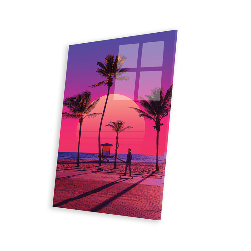 «Vaporwave Sunset VI» par Danner Orozco - impression non encadrée, H 24 po x l 16 po x P 0,25 po