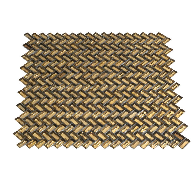 12" x 12" Glass Chevron Mosaic Wall & Floor Tile, Gold