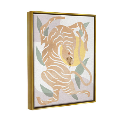 «Tiger» par Lil 'Rue - peinture sur toile à cadre flottant