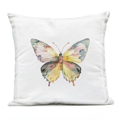 Watercolor Butterfly Subtlety Outdoor Printed Pillow, design by Kim Allen, 18 x 7 x 18