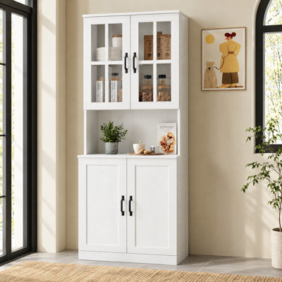 Garde-manger 71 po x l 23,6 po avec bibliothèques et huche de porte en verre