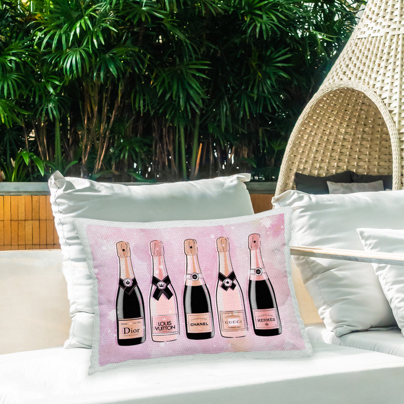 Coussin d'extérieur imprimé champagne rose Stupell Industries par Martina Pavlova