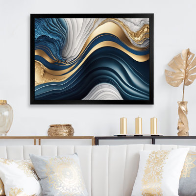 «Abstract Geode Waves Blue I» - Impressions sur toile abstraites