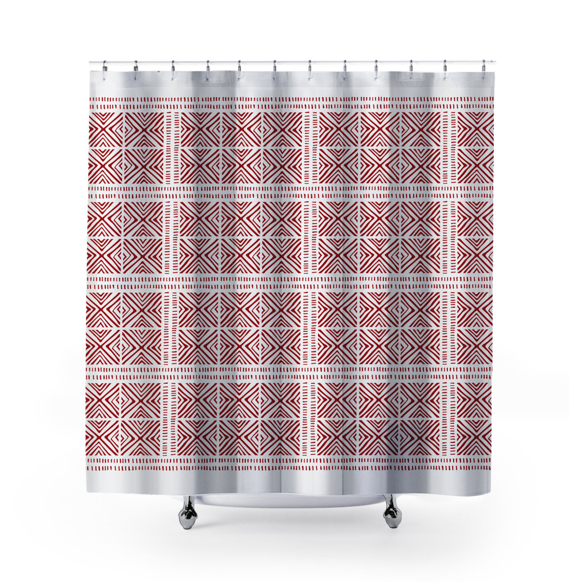 Thora Tribal Shower Curtain, ThoraTribal Red
