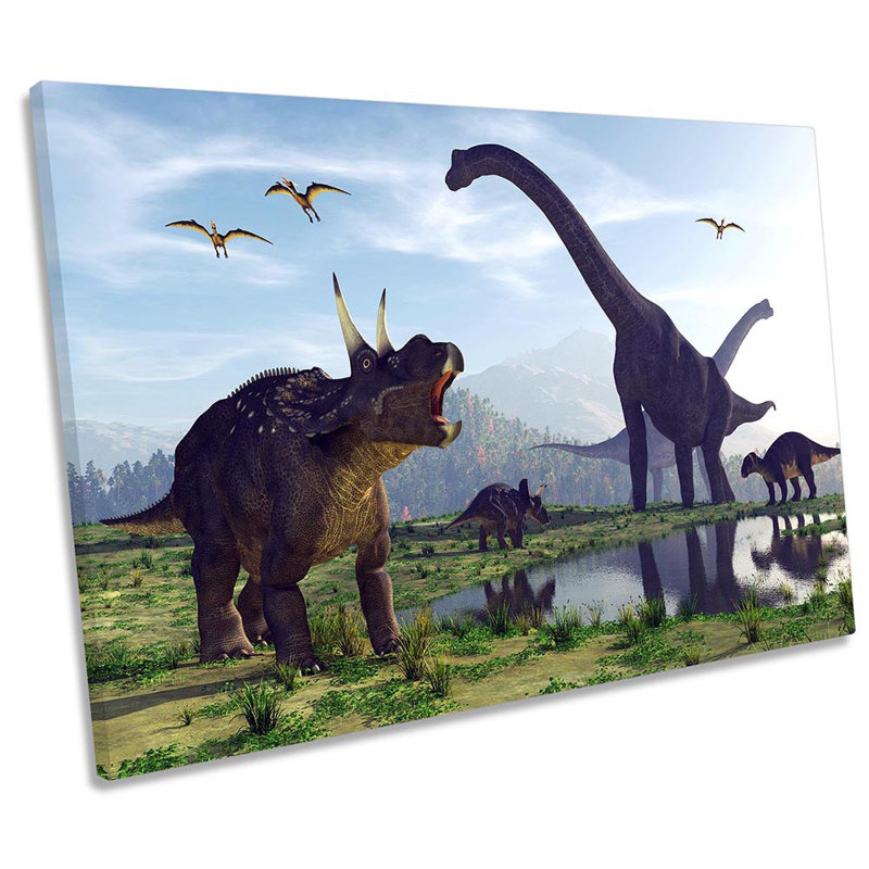 Dinosaurs Scene - Wrapped Canvas Print, 50.8cm H x 76.2cm W x 2cm D