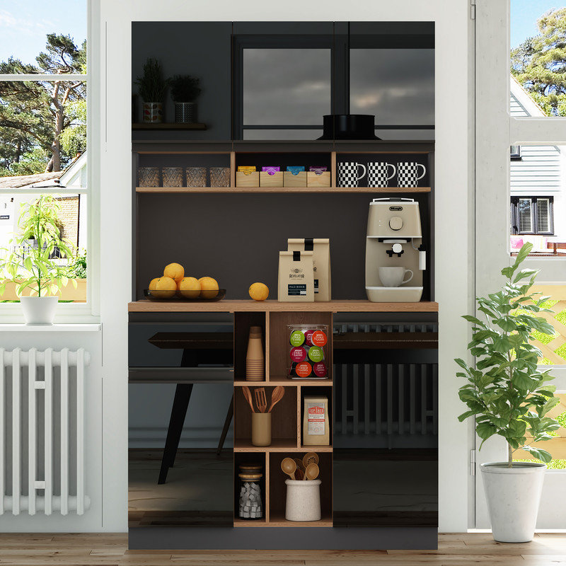 185cm Kitchen Pantry, Black