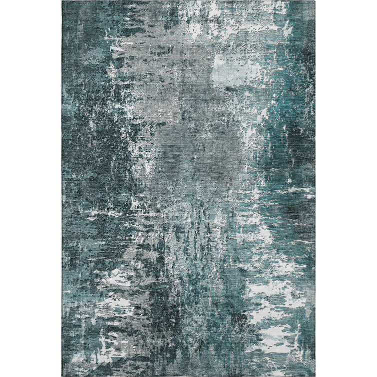 Premium Machine Washable Prisco Teal Rug