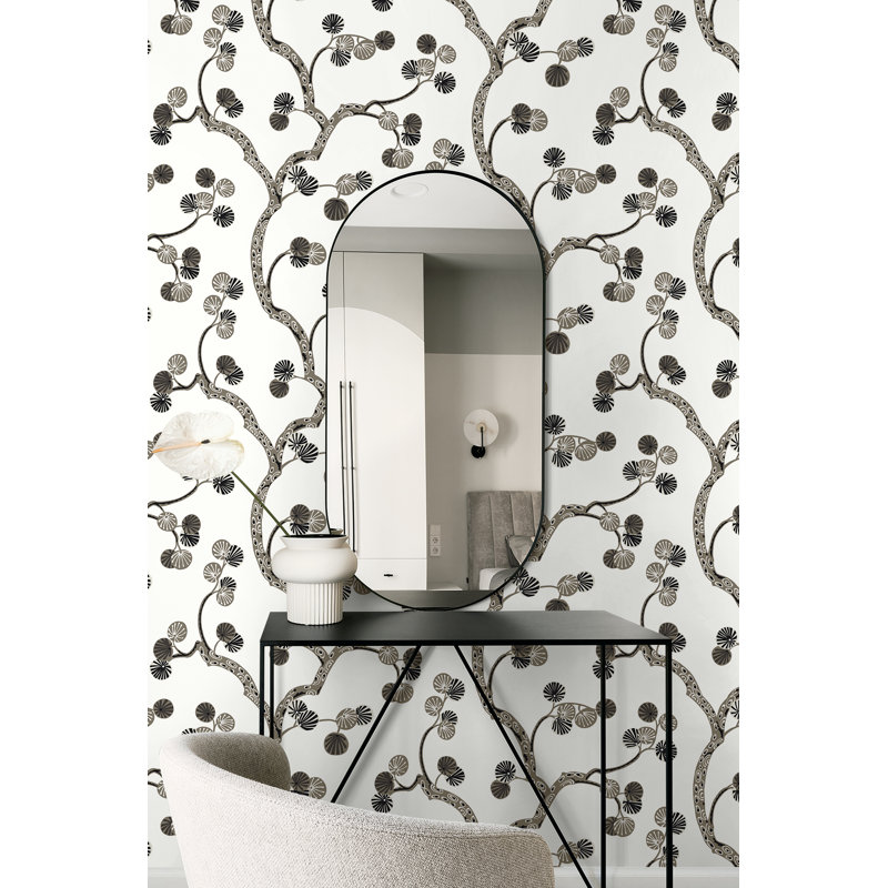 Papier peint non tissé Seabrook Designs Rhino Allegra Branches, Blanc / gris / brun