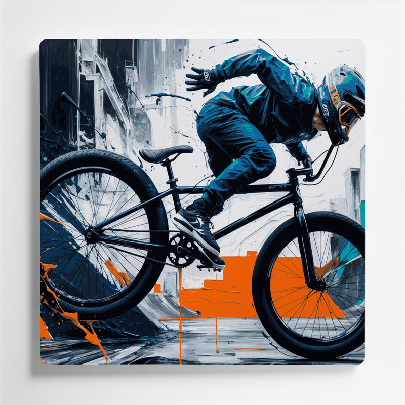 Sports, art mural gris en métal BMX, H 12 po x l 12 po