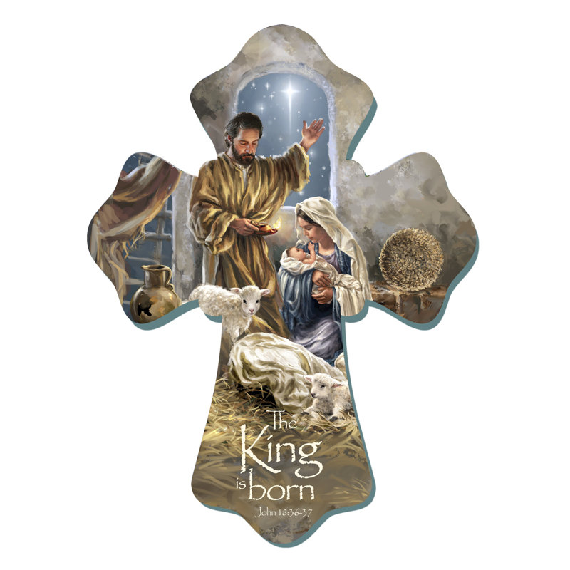 The King is Born Wooden Cross