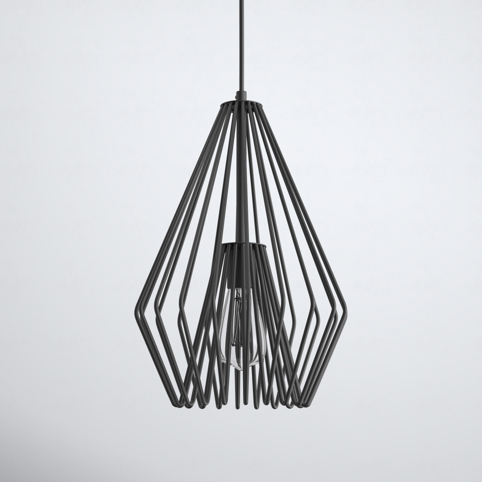 Frankie Single Light Metal Dimmable Pendant, 18.5" H x 12.25" W x 12.25" D, Matte Black