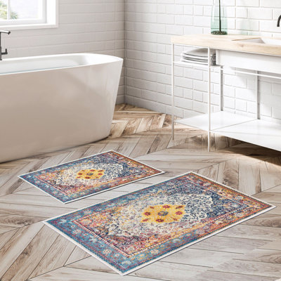 Luxurious Bathmat Set (2 Pieces), 100% Polyester, Non-Slip, Antibacterial | Dimensions: 19.7 x 23.6 inches & 23.6 x 39.4 inches | Ultra-Absorbent, Easy Clean Fabric, Machine Washable at 86°F | Perfect for Bathroom or Spa