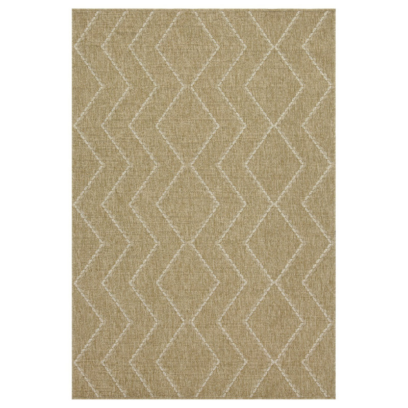 Jute/White 5 Ft. 3 In. X 7 Ft. 3 In. Indoor/Outdoor Area Rug, Rectangle 5'3" x 7'3"