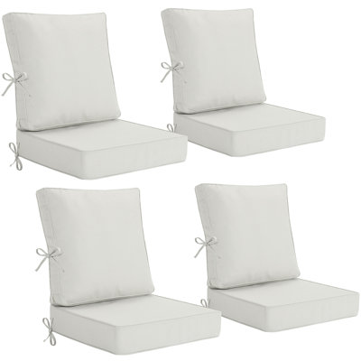 Coussins de chaise d'extérieur 20 x 20 x 4 pouces, ensemble de 4 coussins de remplacement pour l'extérieur, coussins de dossier et de siège pour meubles d'extérieur, coussins de chaise de patio résistants aux intempéries avec housse et sangles amovibles, beige