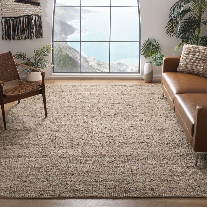 Tapis beige en laine / coton tissé à la main Sisco, Rectangulaire 8 pi x 10 pi