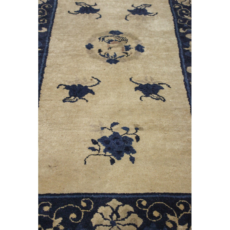 Antique Chinese Peking Wool On Wool 3Ft2inx5ft10in Beige