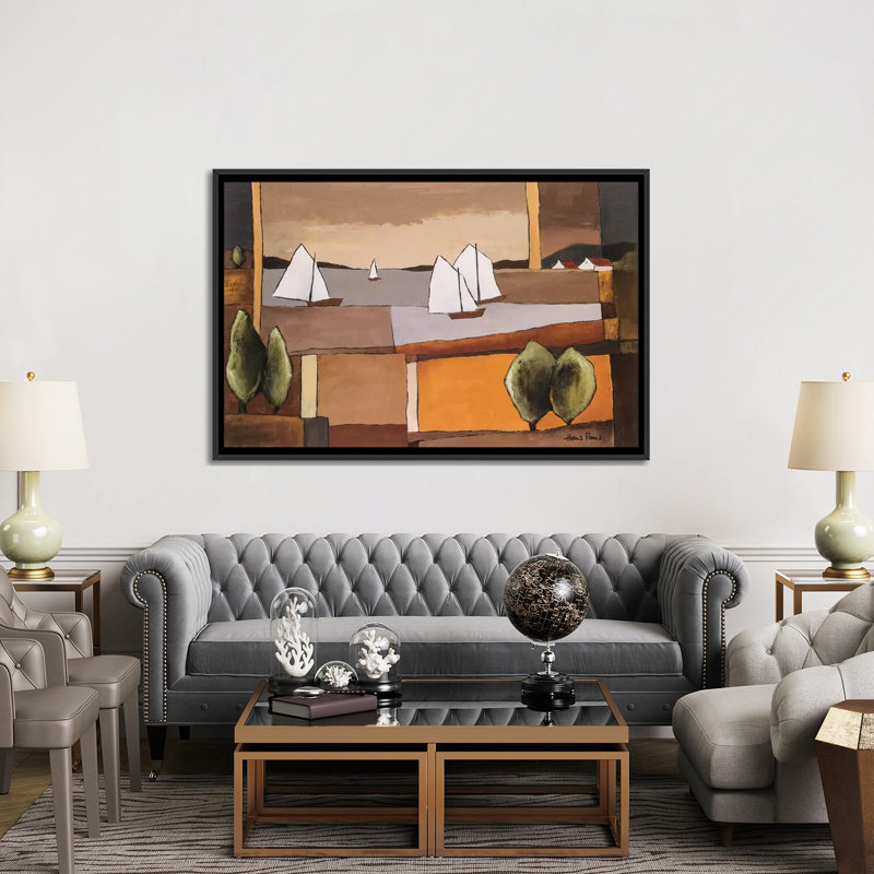 « horizon ii », impression sur toile, H 18 po x l 26 po x P 1,5 po, Toile avec cadre noir, Pas de tapis