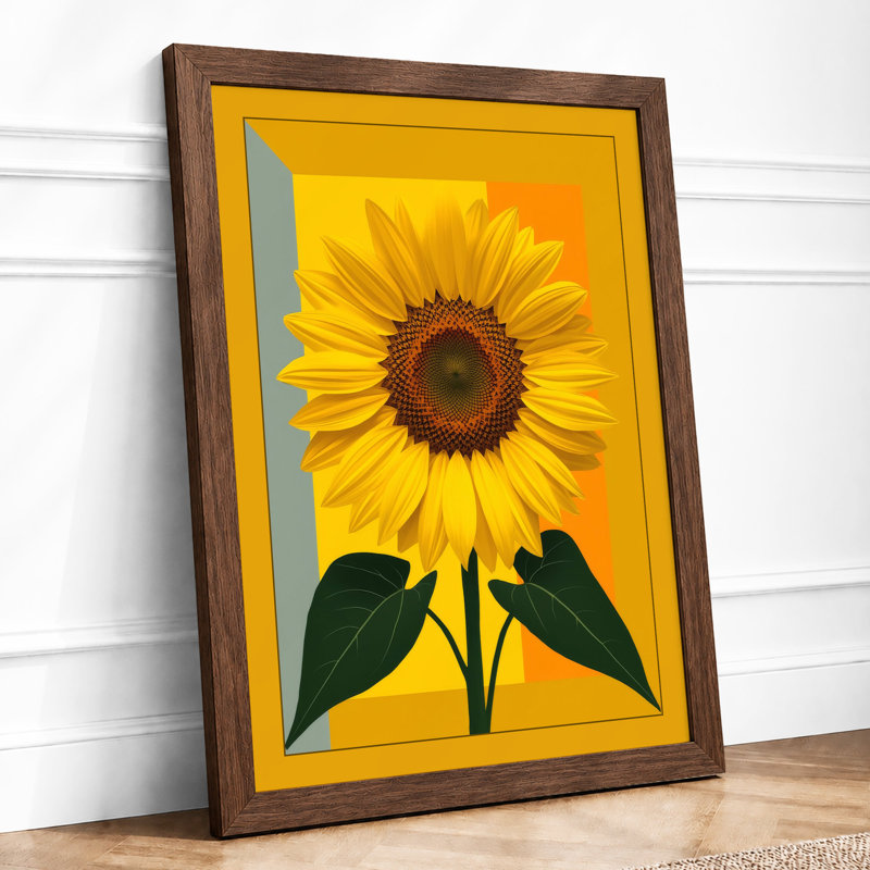 Golden Sunflower Botanical - Print, Walnut, A1 - 84.1 x 59.4 cm