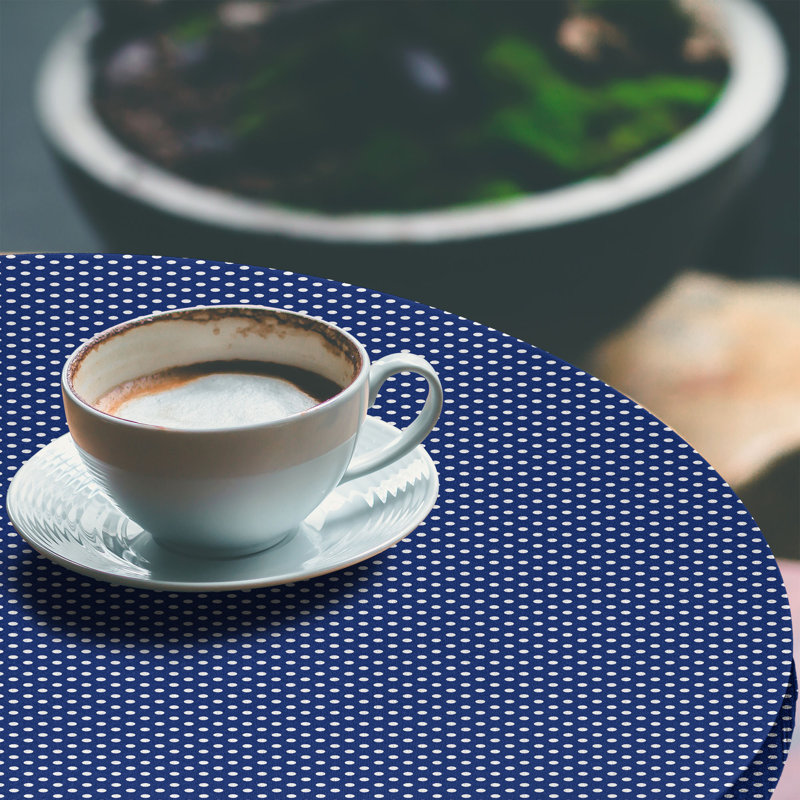 Ebern Designs Retro Fitted Round Tablecloth White and Indigo, 47.24" Round
