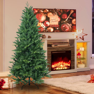 Arbre de Noël artificiel 9 pi avec 2435 pointes PE + PVC - support en métal stable
