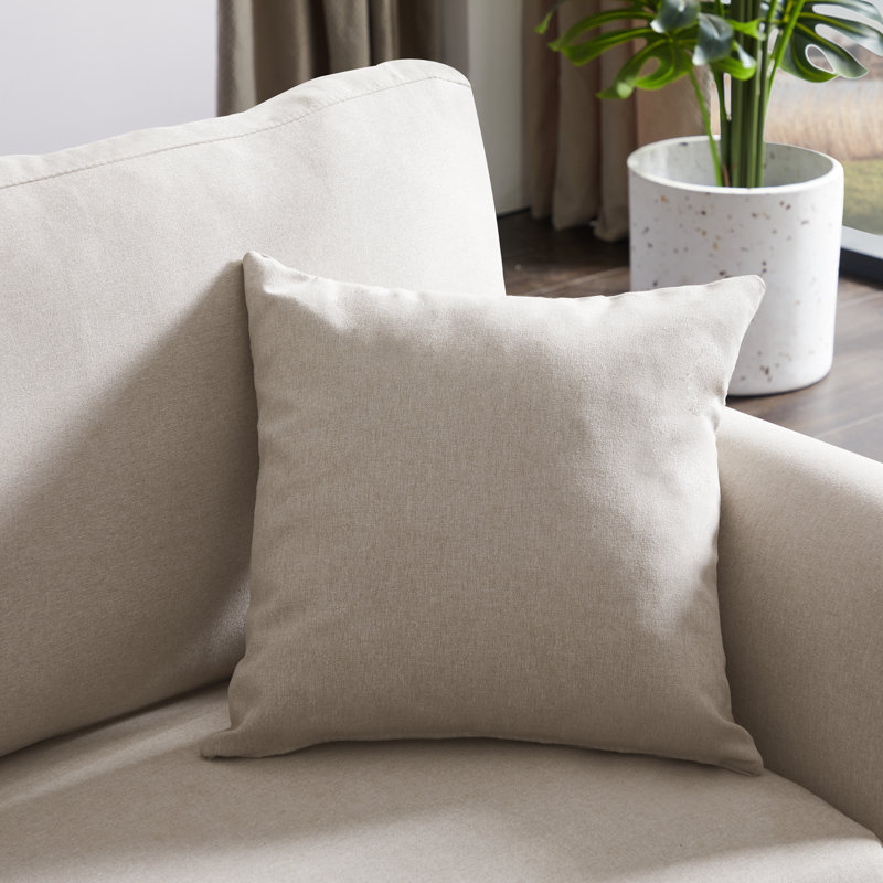 Canapé à accoudoirs évasés en lin 85,43 po, Blanc beige