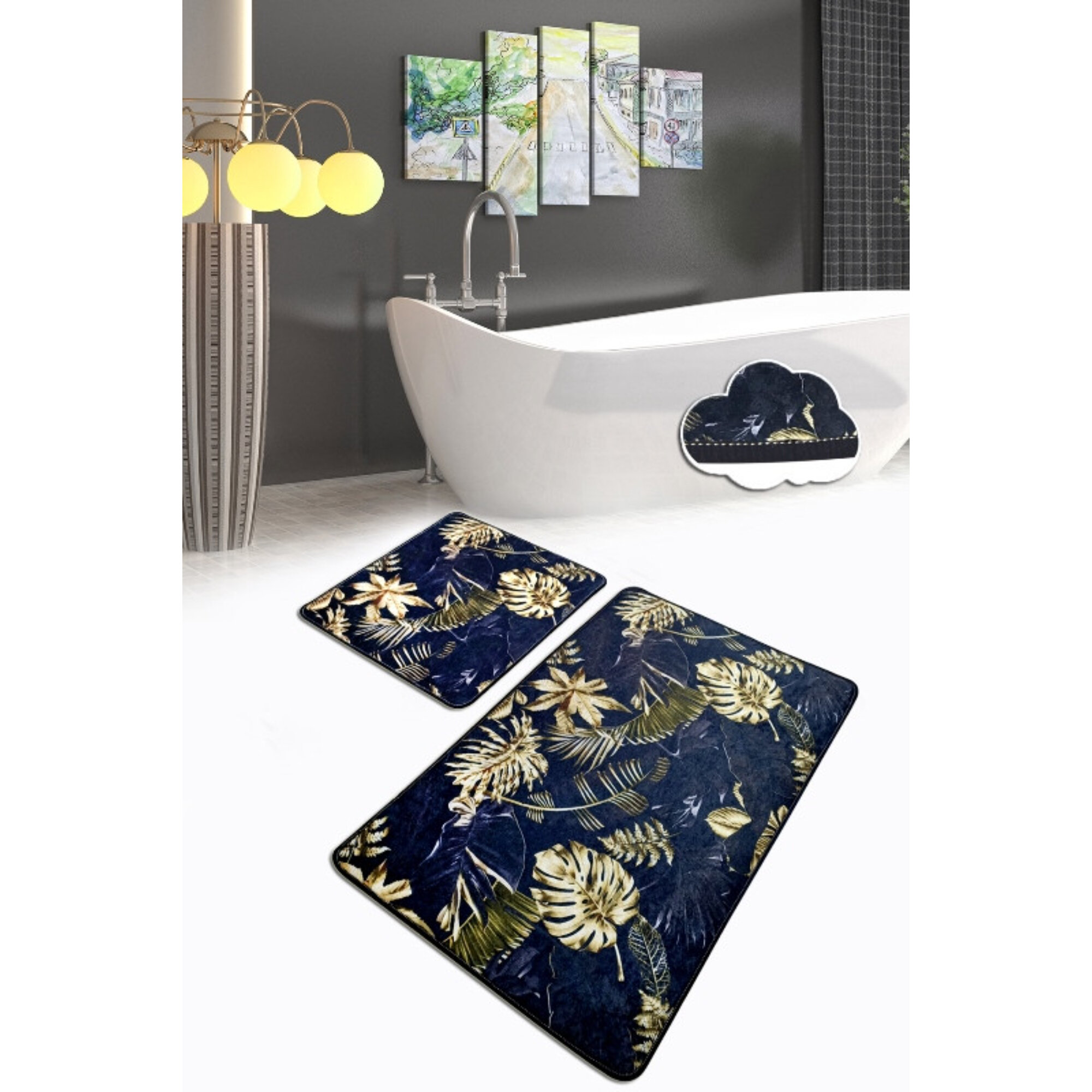 Velvet Memory Foam Bathroom Rugs Ultra Soft Bath Mat Rug Non Slip Waffle  Design