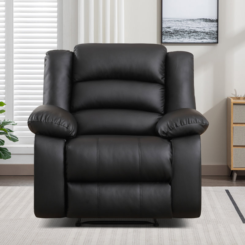 Fauteuil inclinable manuel en cuir végétalien Lamyiah, Noir