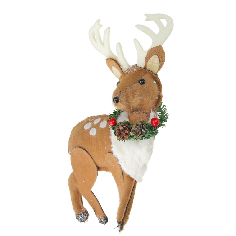 Ornement de Noël renne et blanc à pois 8 po