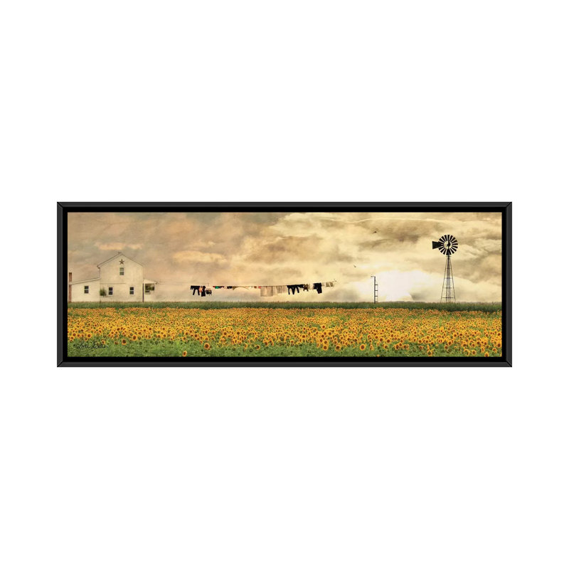 "Laundry Day" par Lori Deiter-impression d’art graphique panoramique, H 12 po x l 36 po x 1,5 po, Toile avec cadre noir