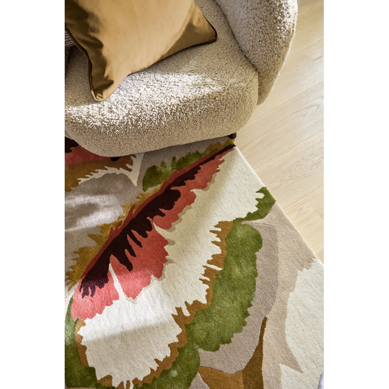 Calathea Hand Tufted Wool/Rayon/Viscose Abstract Area Rug in Amber/Brazillian Rosewood, Rectangle 9' x 12'
