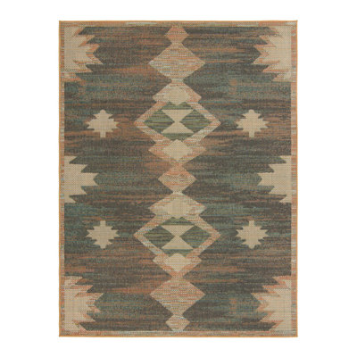  Tapis d'intérieur / extérieur en polypropylène tissé à la machine Barnesville multicolore / bleu / brun / orange / vert