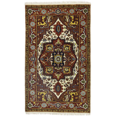 Everaldo Oriental Handmade Hand-Knotted Rectangle 3' x 5' Wool Area Rug in Red -  Darby Home Co, 699533670FA64F1E817DDC2FBFBFF9D7