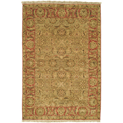 Albirda Wool Pile Oriental Rug in Green/Yellow/Red