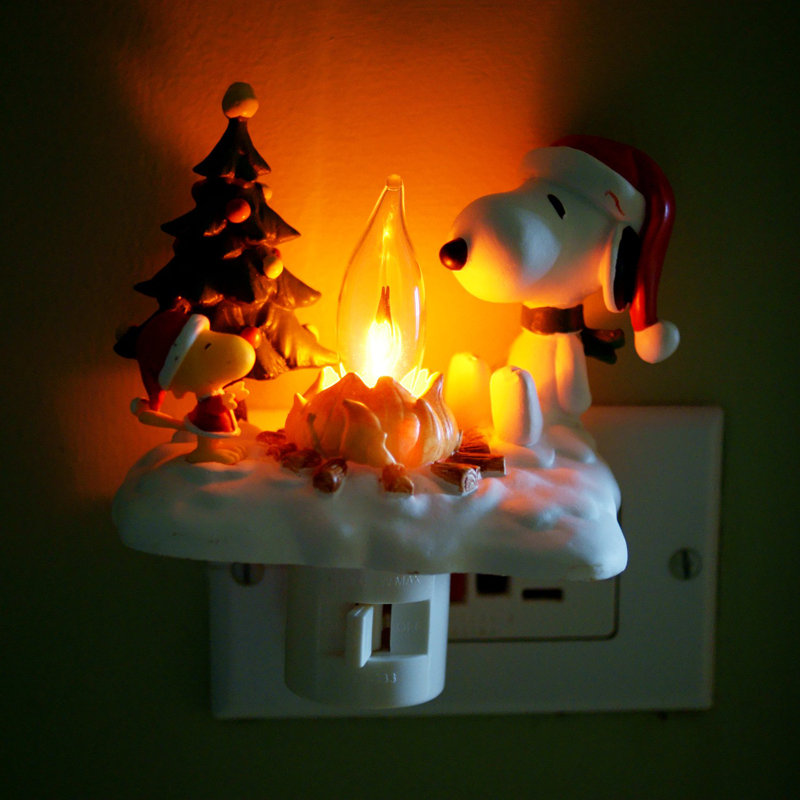 Snoopy Camp Fire 4.5" Flickering Night Light